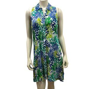 Cupio Womens Sleeveless Tropical Print Shirt Dress M‎ NWT